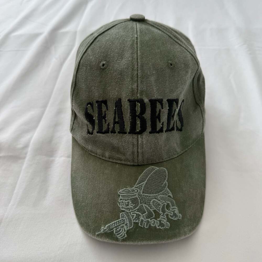 Eagle Crest US Navy Seabees Embroidered Hat Olive Green